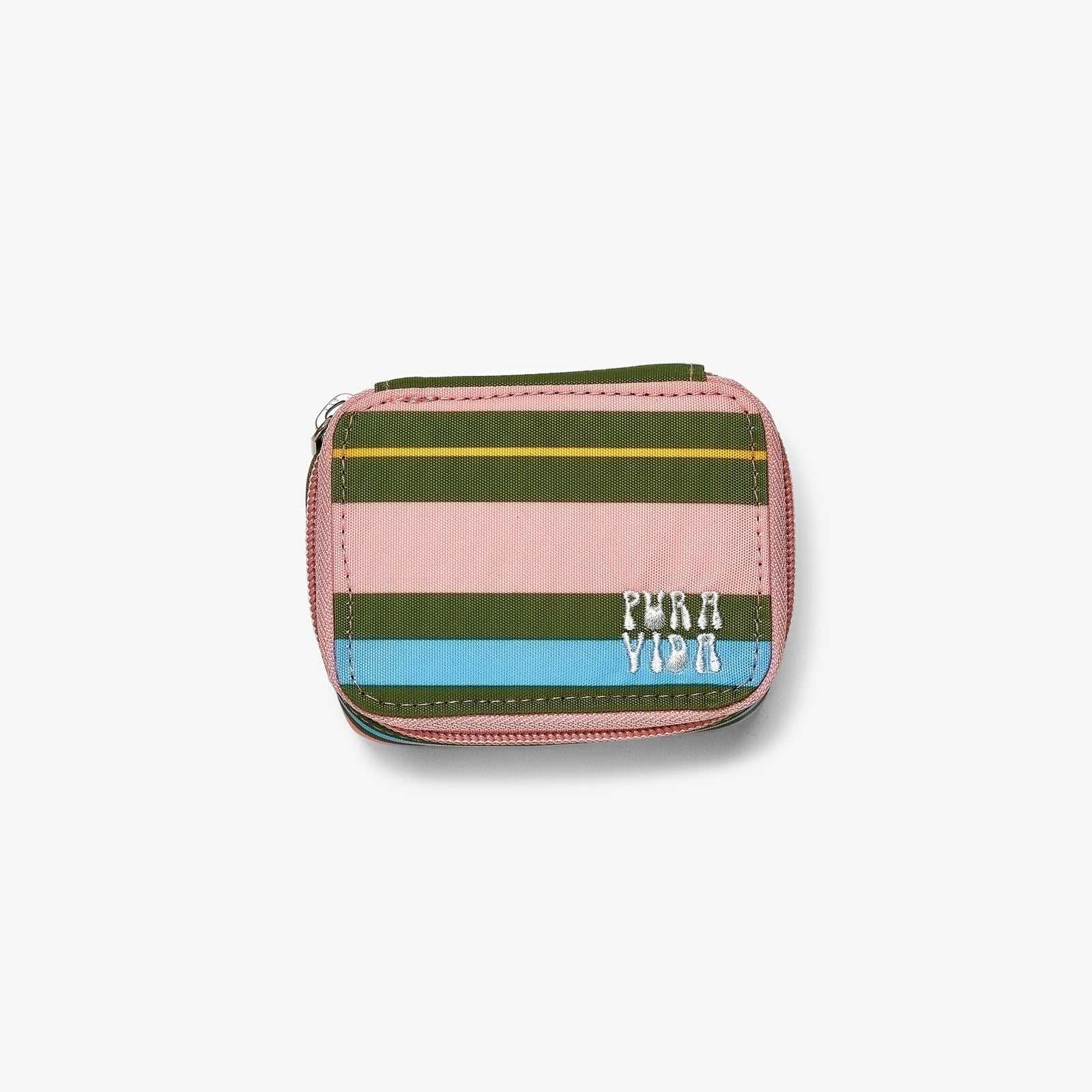 Mini Pink and Green Striped Jewelry Case